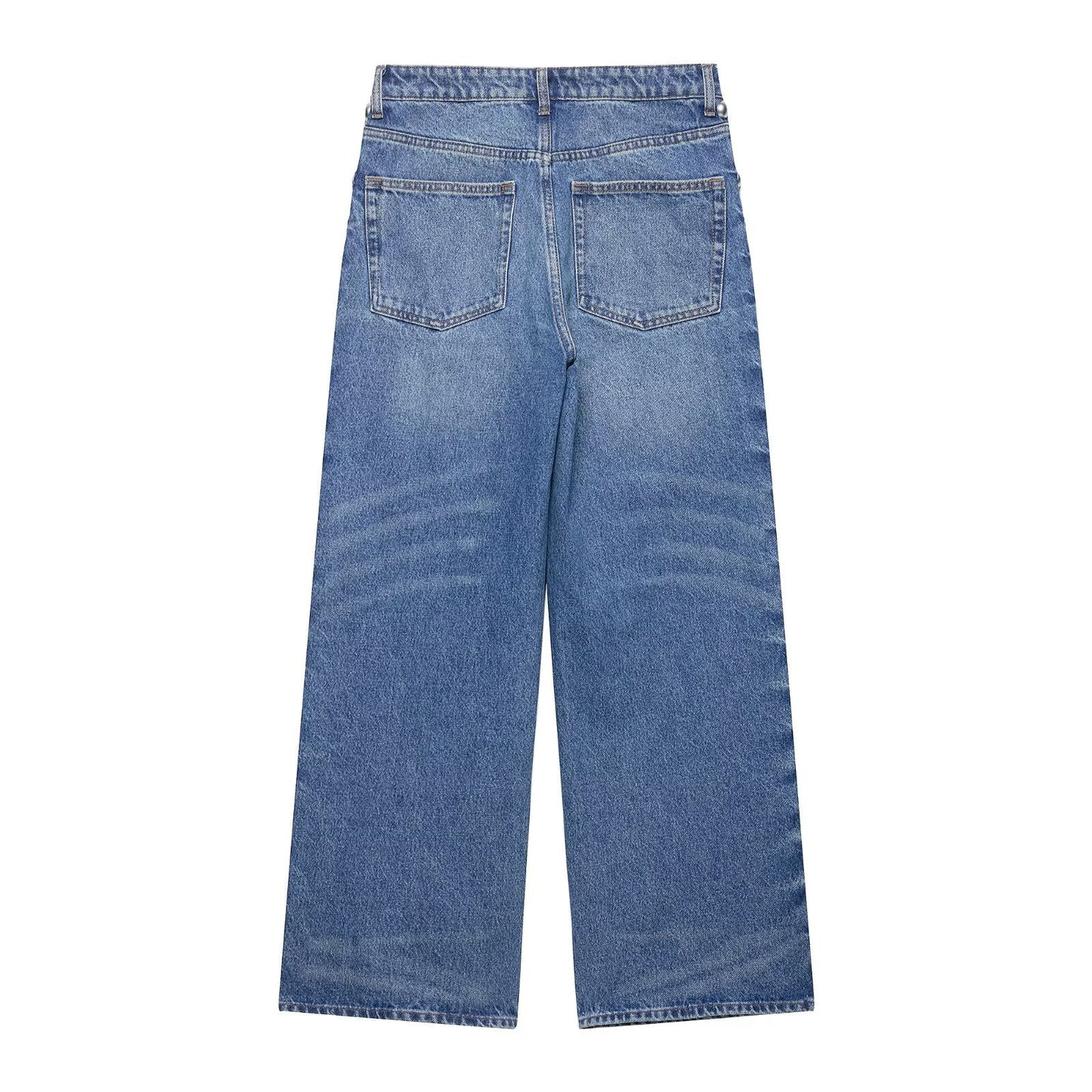 Women Clothing Summer Street Design Rivet Denim Straight Leg Pants