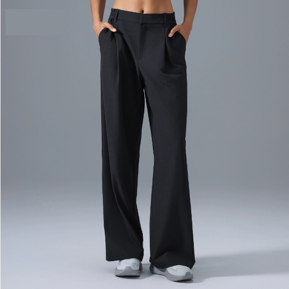 High Waist Drooping Wide Leg Pants Women Casual All Matching Commuting Figure Flattering Quick Drying Breathable Straight Leg Pants