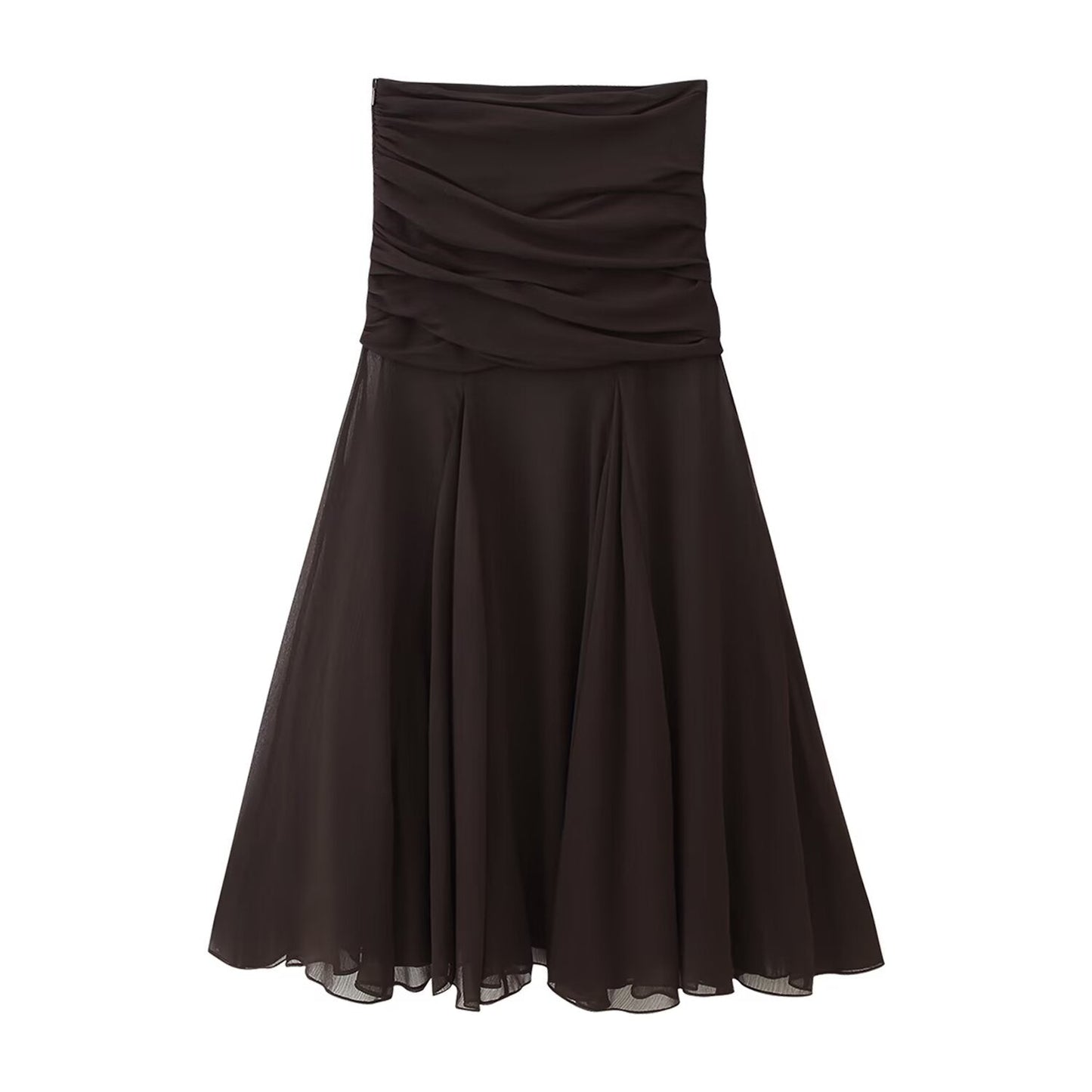 Summer Women Clothing Translucent Pleated Design Skirt