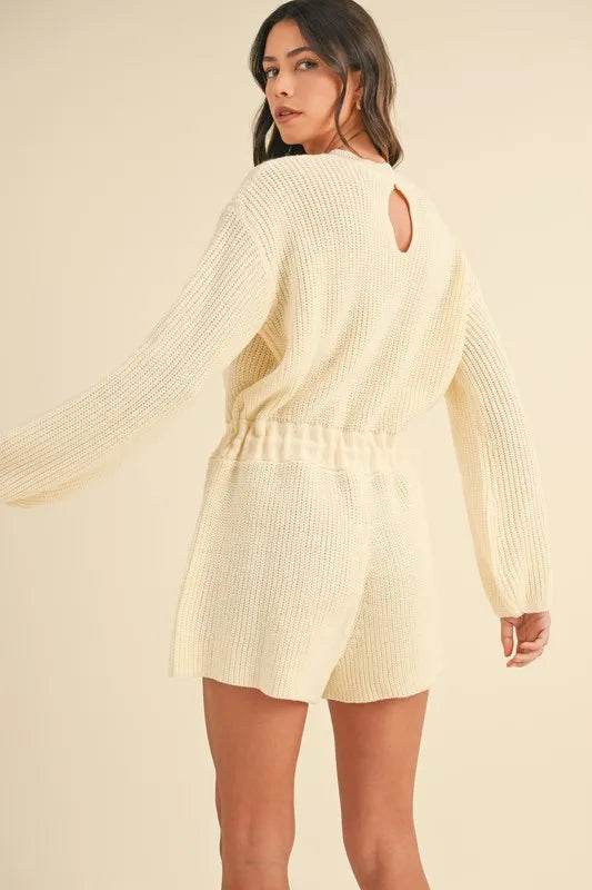 MABLE Round Neck Long Sleeve Sweater Romper
