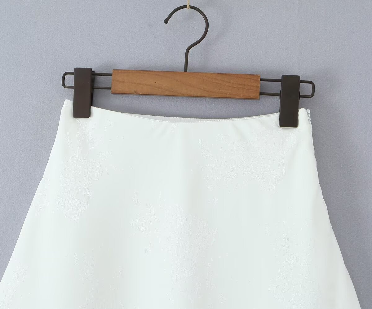 Women Clothing Western French Jacquard Satin Skirt
