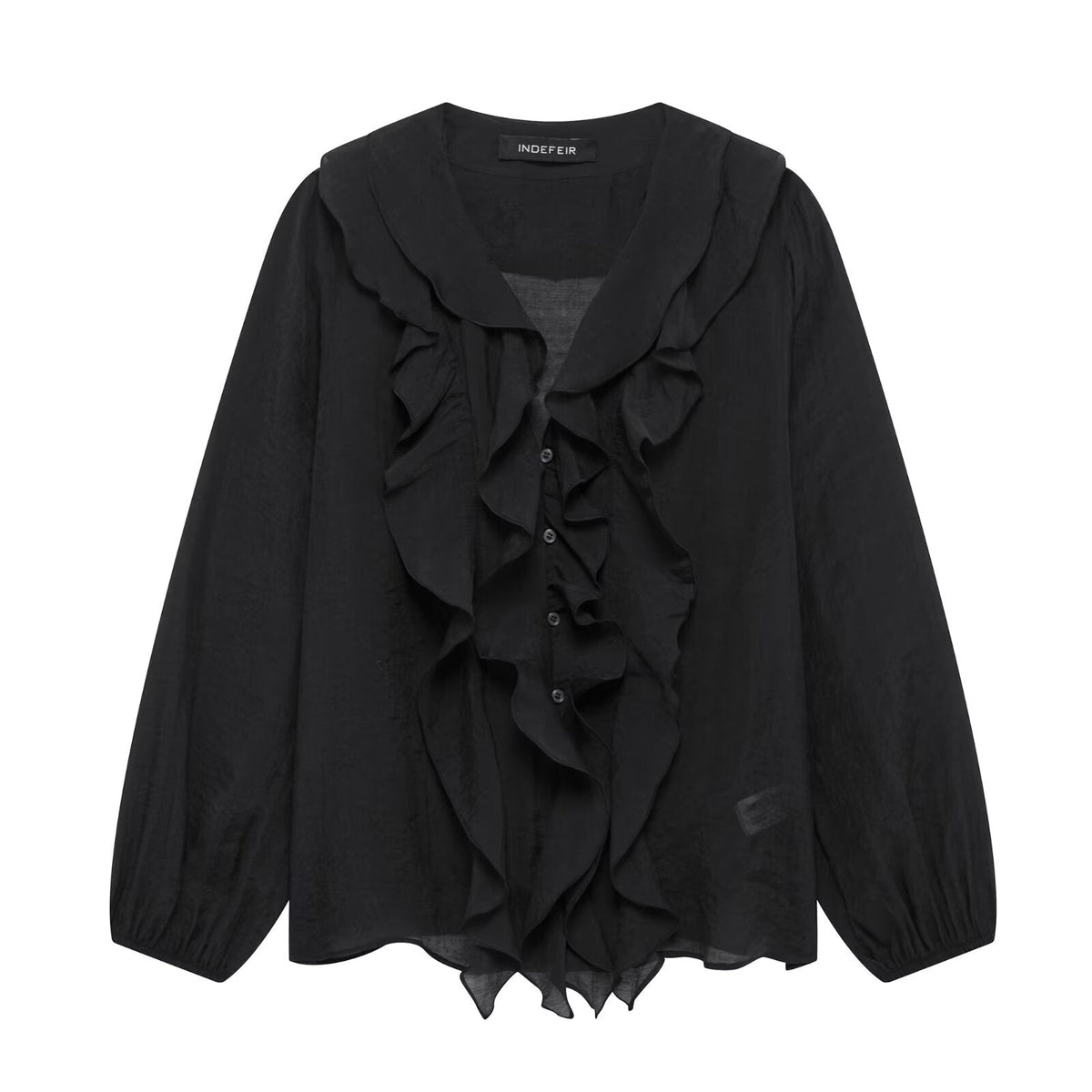 Women Laminated Decoration Long Sleeve Shirt