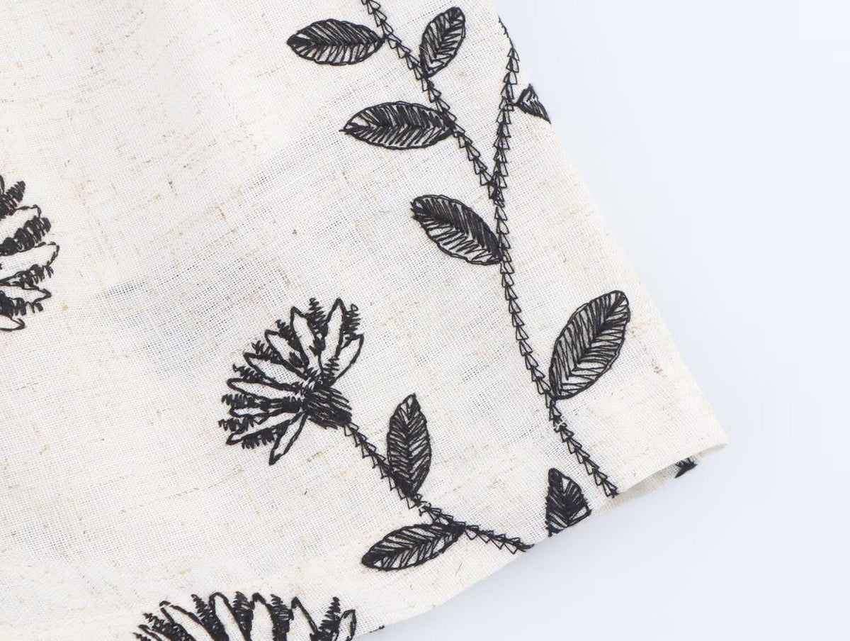 Women Clothing Summer Elegant High Waist Embroidered Paper Bag Casual Shorts