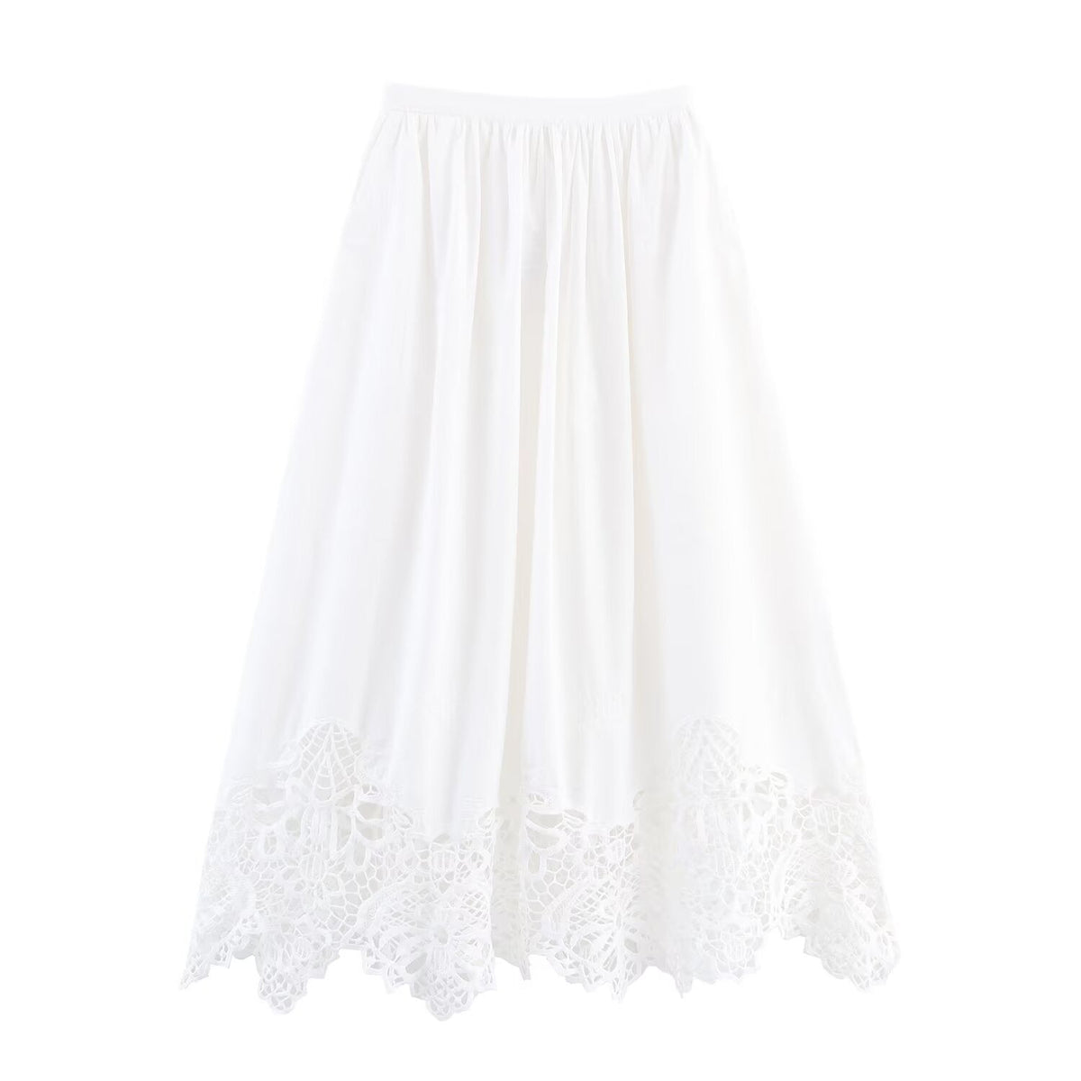 Summer High Waist Slimming Mid Length A line Embroidered Skirt
