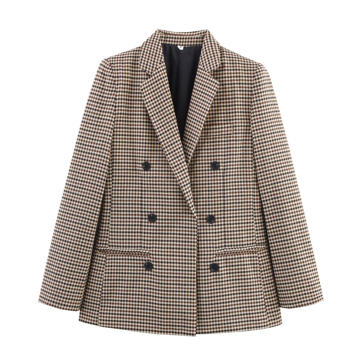 Women Autumn Plaid Double Breasted Coat Personalized Blazers