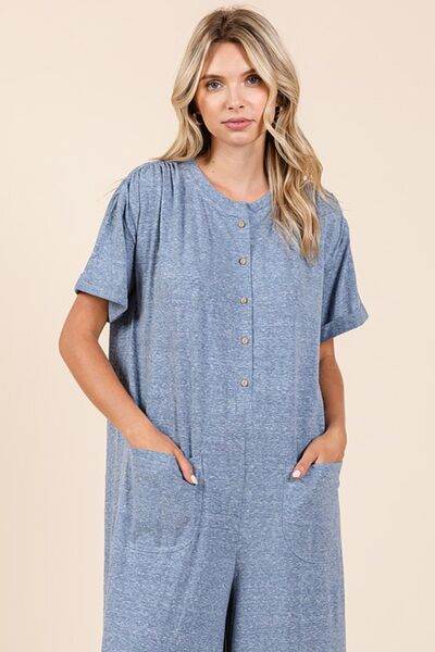Mittoshop Button Detail Wide Leg Jumpsuit for Women
