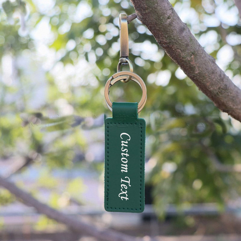 Custom Keychain, Personalized keychains, Real Leather Key Chain Holder Engrave Name Text, Customized Gifts for Men Women