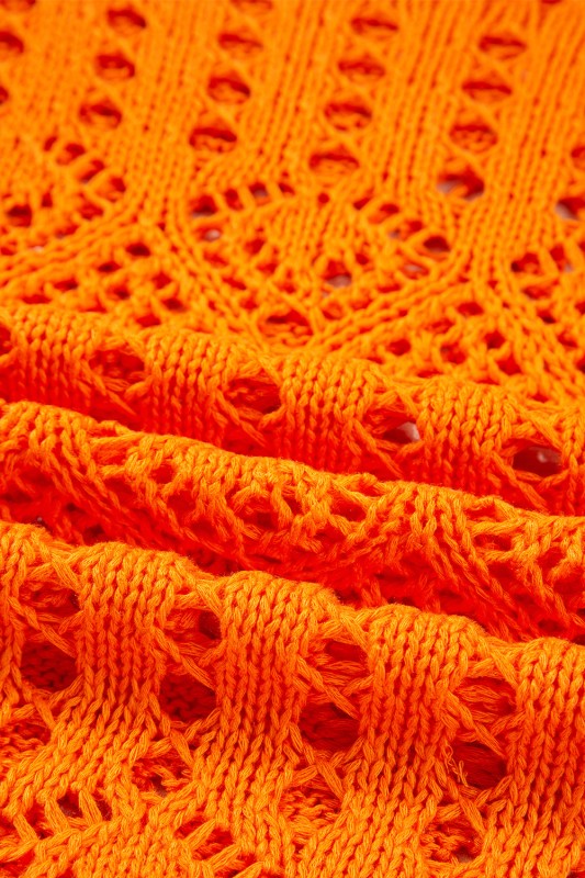 Solid Open Crochet Scallop Edge Sweater