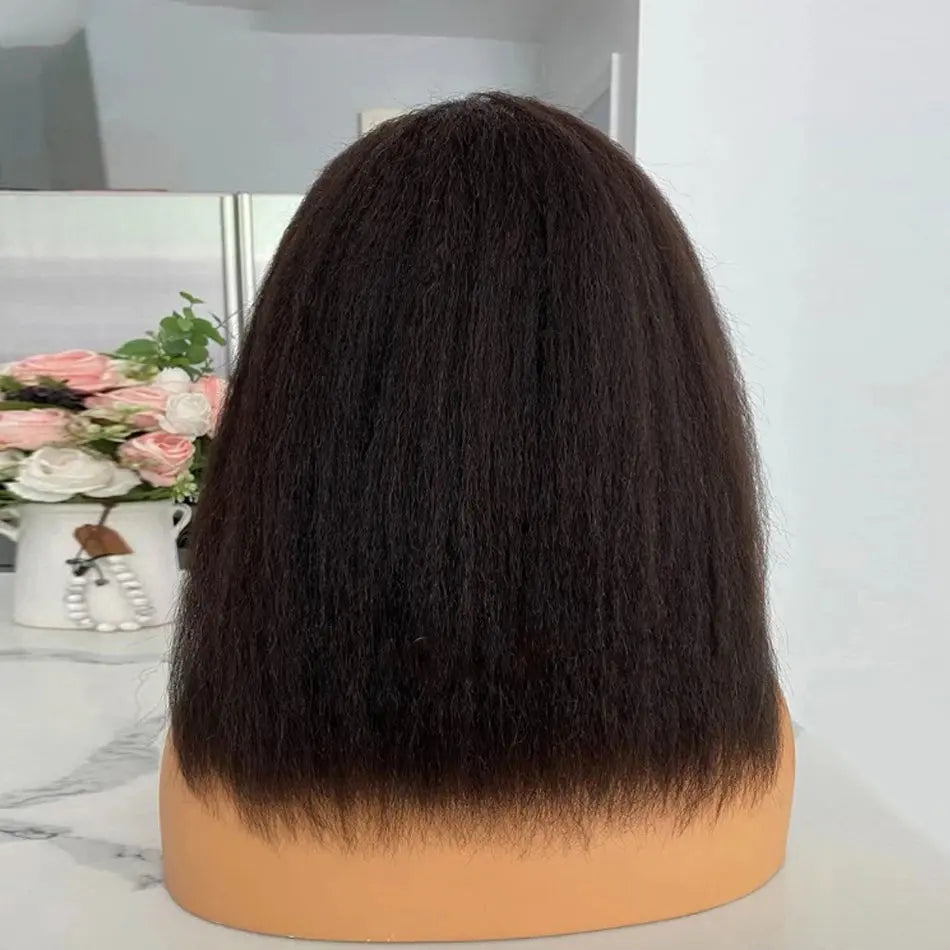 13x4 Glueless Kinky Straight Bob Wig | Ready-to-Wear | Brazilian Remy Human Hair