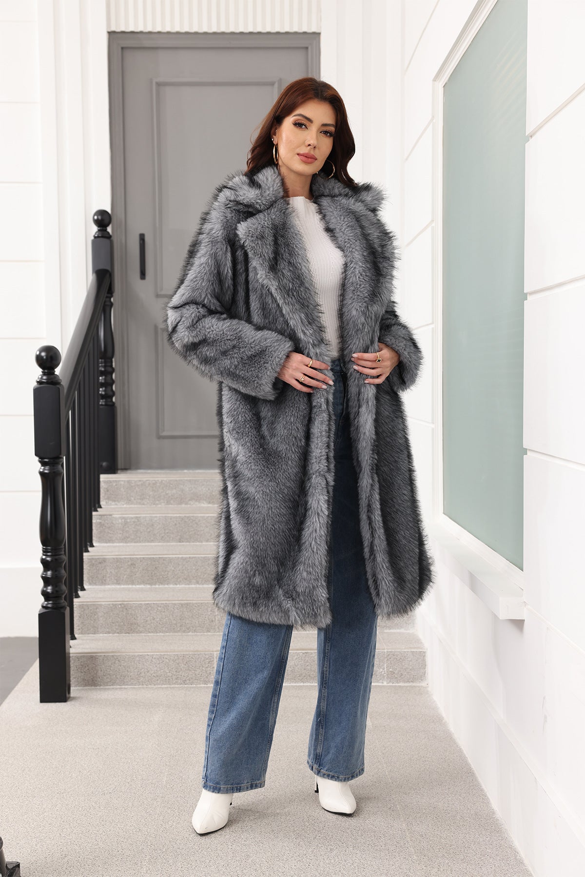 Long Women Clothing Faux Fur Coat Thickened Young Fur Coat Fashionable Jacket