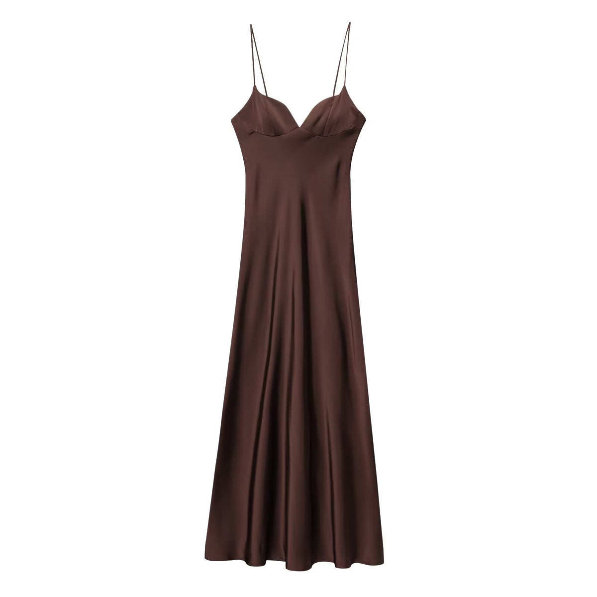 Women Clothing Summer Elegant Silk Satin Texture Strap Length Dress