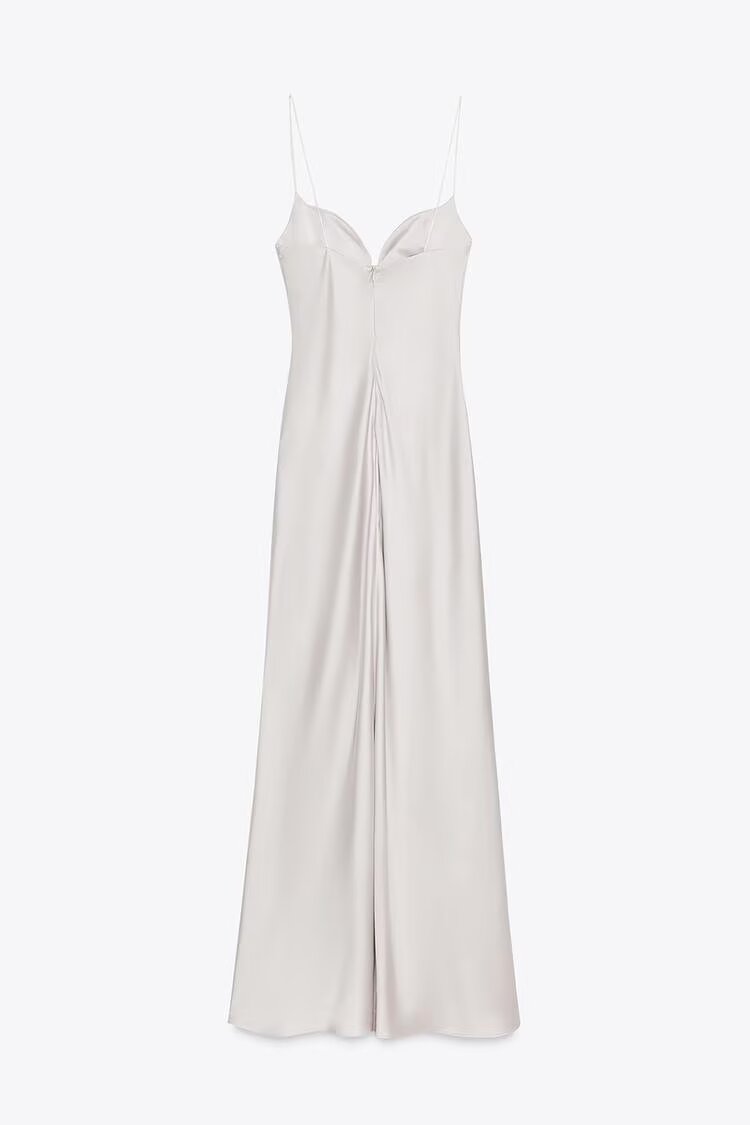 Women Clothing Summer Elegant Silk Satin Texture Strap Length Dress