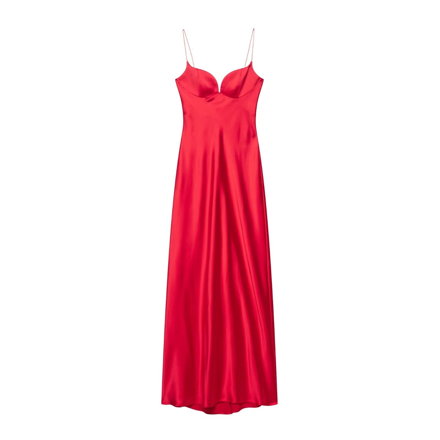 Women Clothing Summer Elegant Silk Satin Texture Strap Length Dress