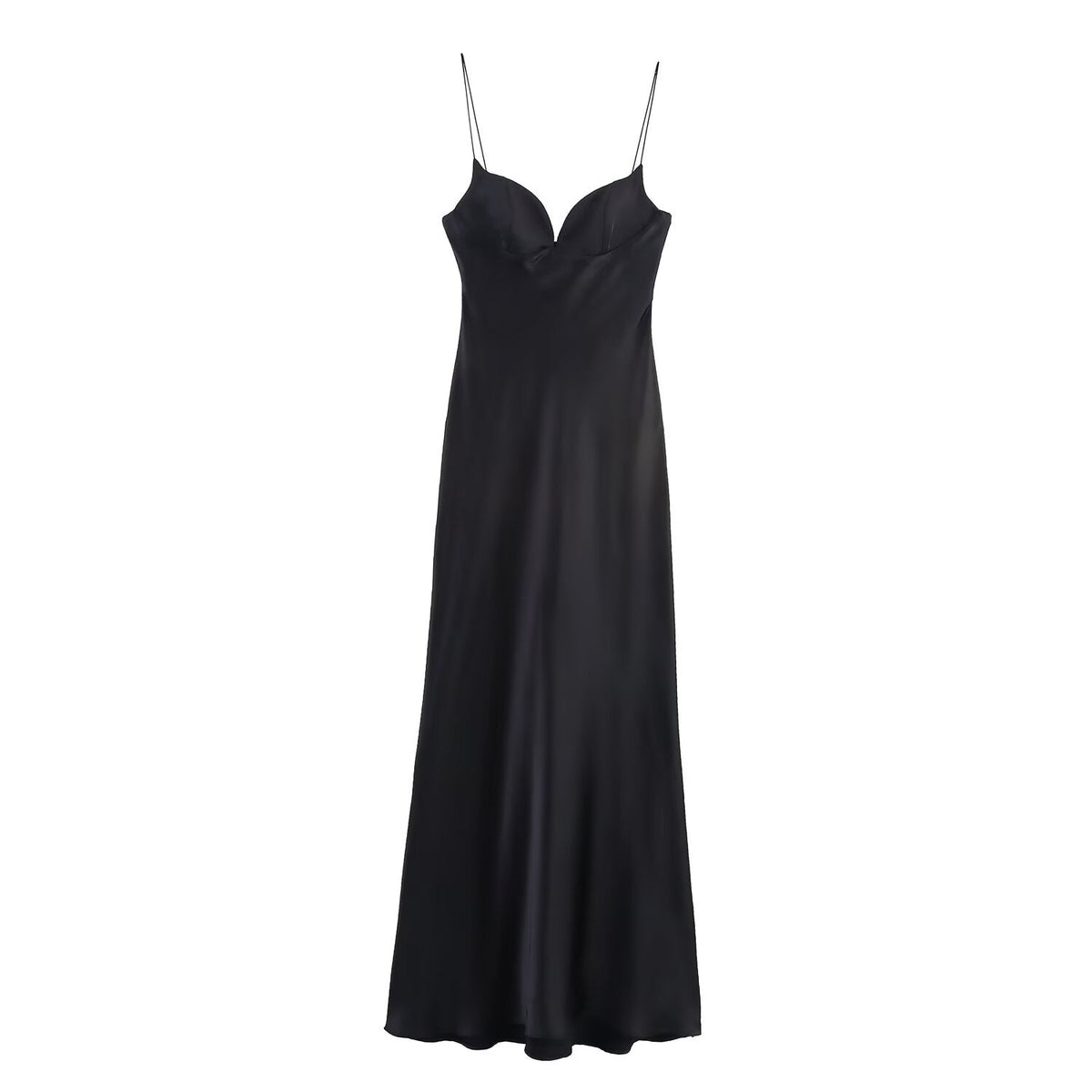 Women Clothing Summer Elegant Silk Satin Texture Strap Length Dress