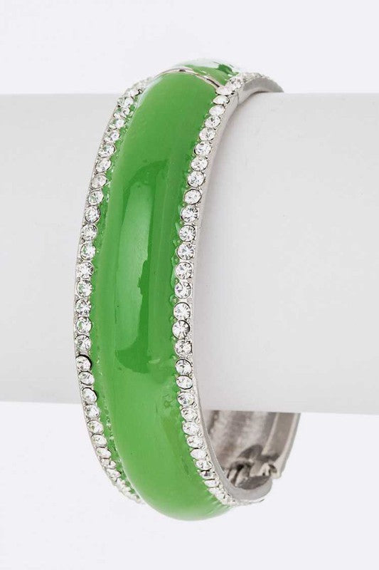 Crystal, Peace, Sign, Enamel, Hinge, Bangle