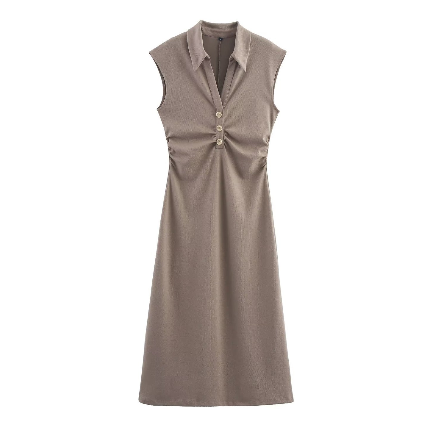 Women Clothing Summer Shirt Collar Midi Dress