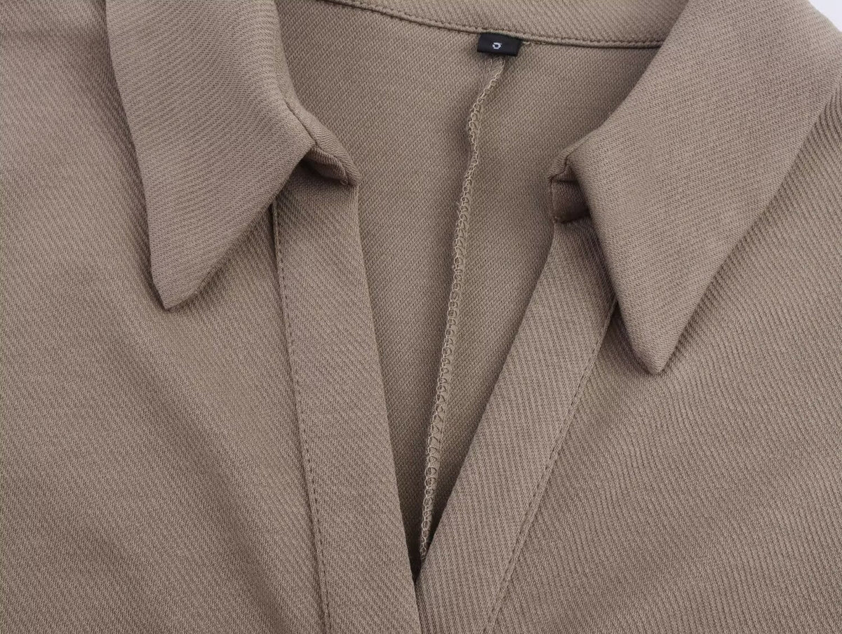 Women Clothing Summer Shirt Collar Midi Dress