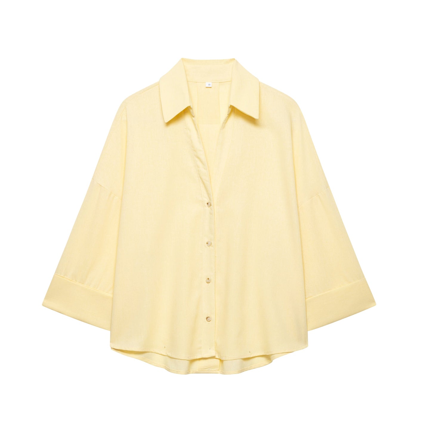 Summer Women Clothes Linen Blended Wide Sleeve Shirt