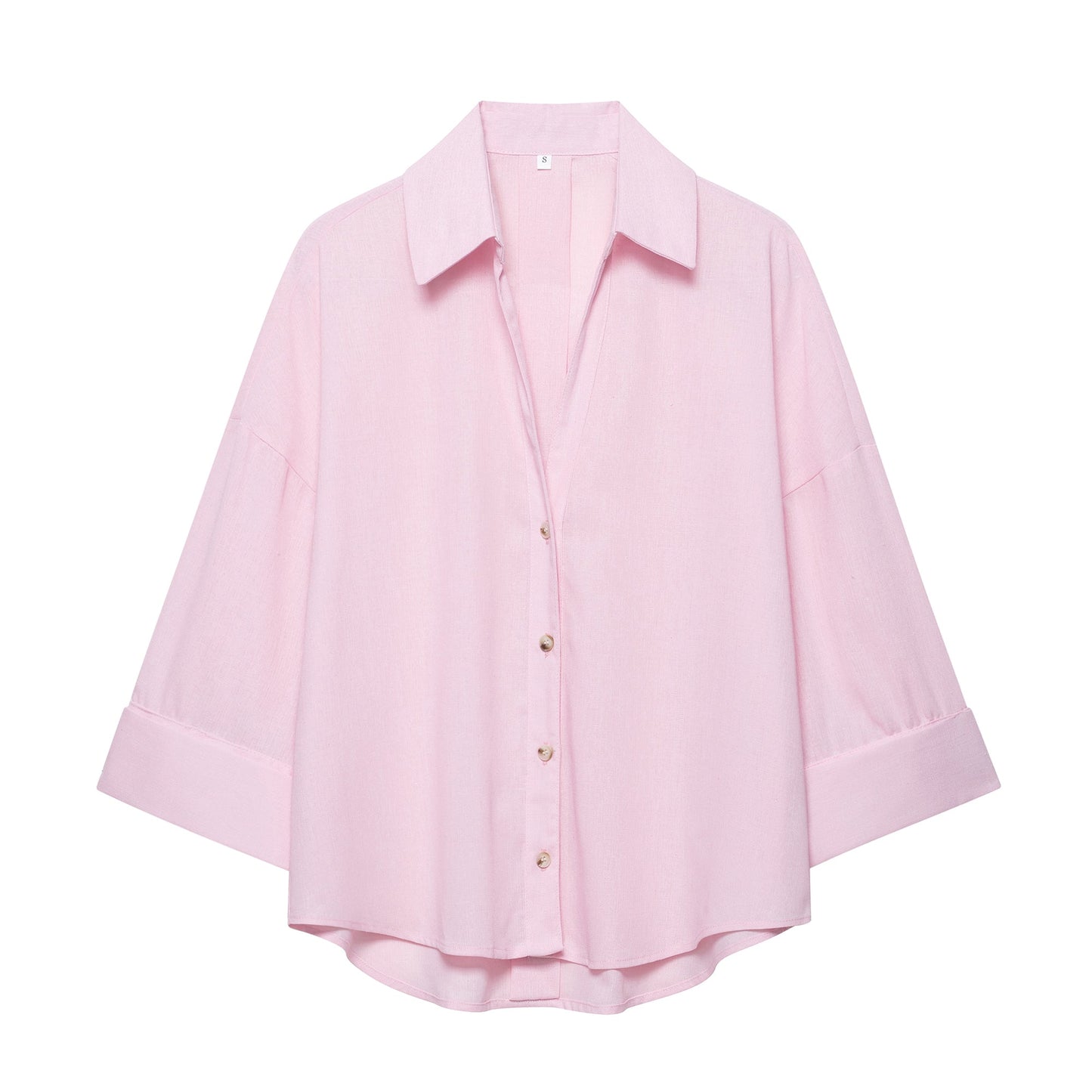 Summer Women Clothes Linen Blended Wide Sleeve Shirt
