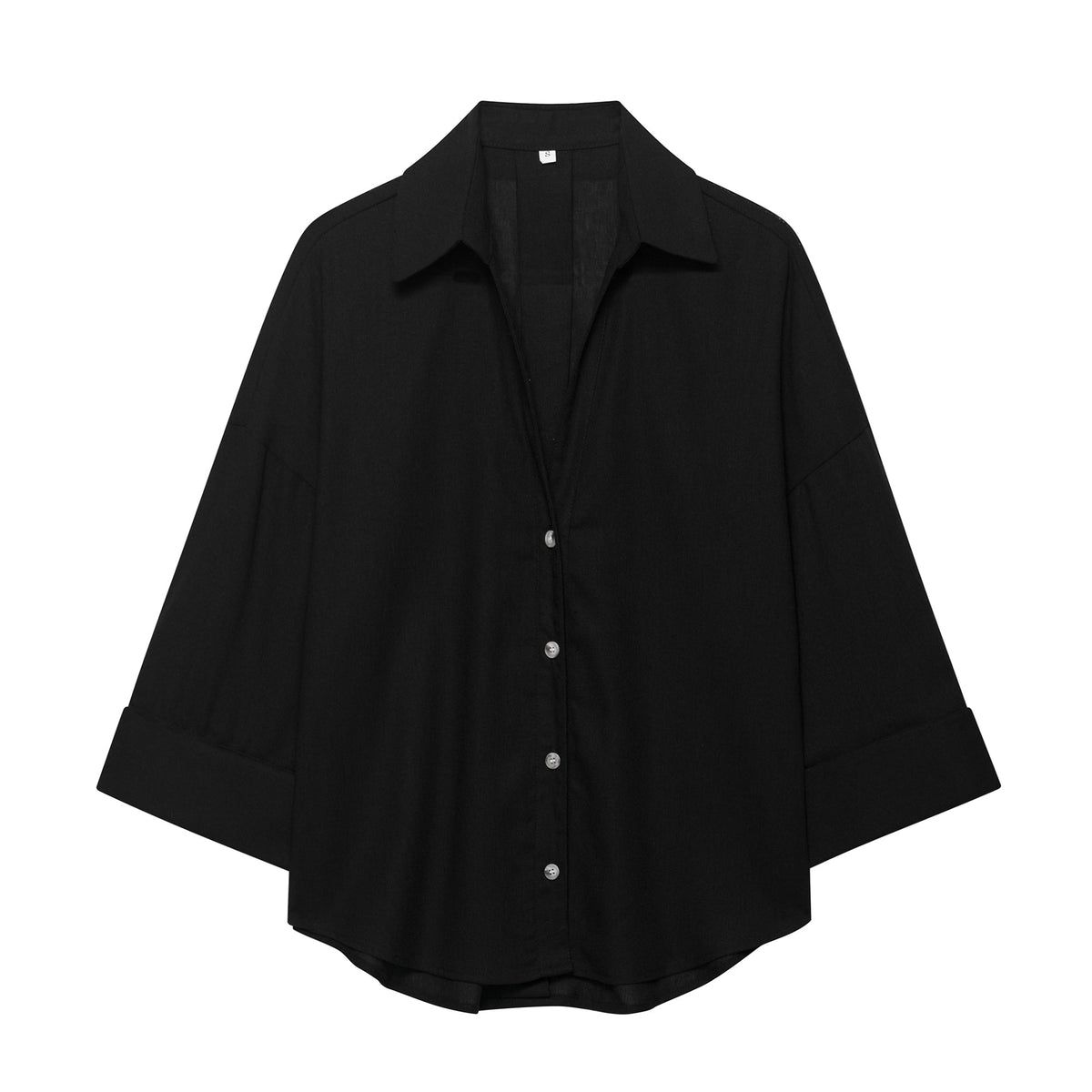 Summer Women Clothes Linen Blended Wide Sleeve Shirt