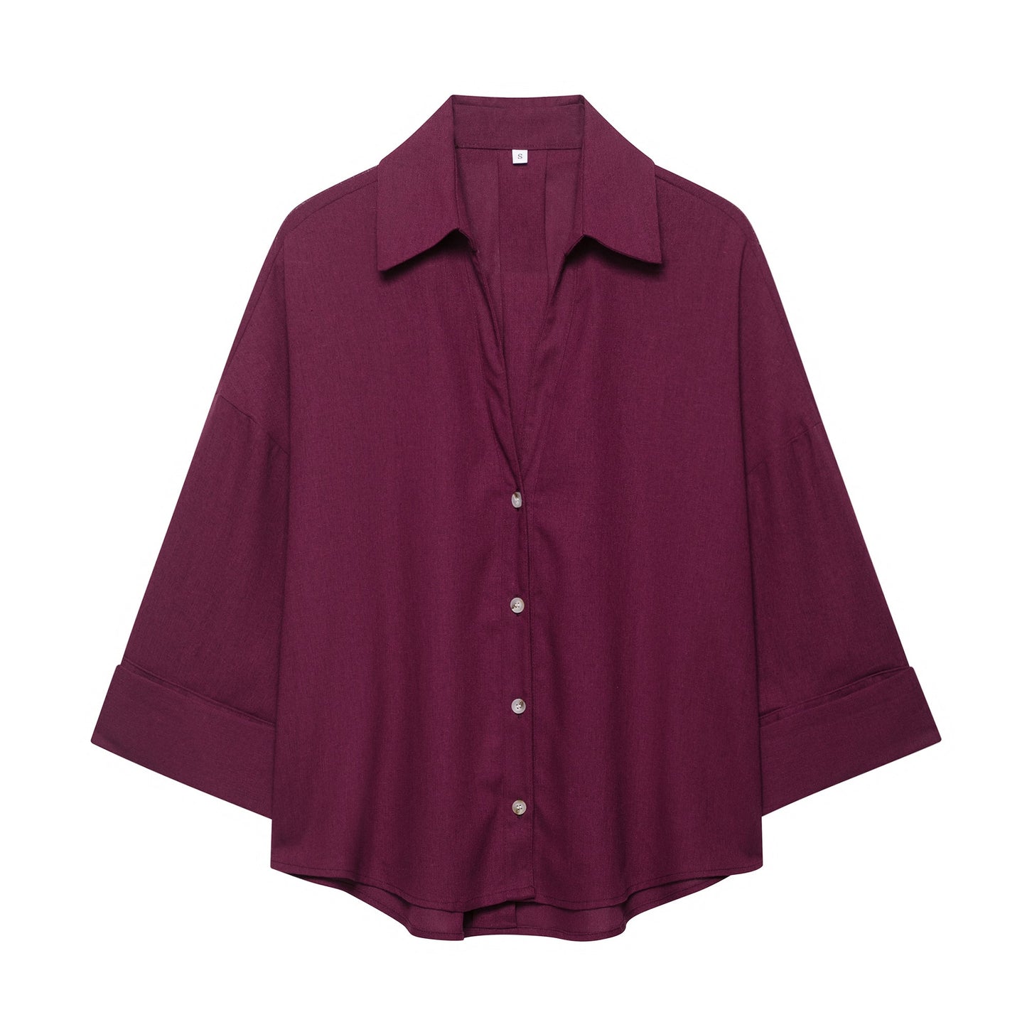Summer Women Clothes Linen Blended Wide Sleeve Shirt