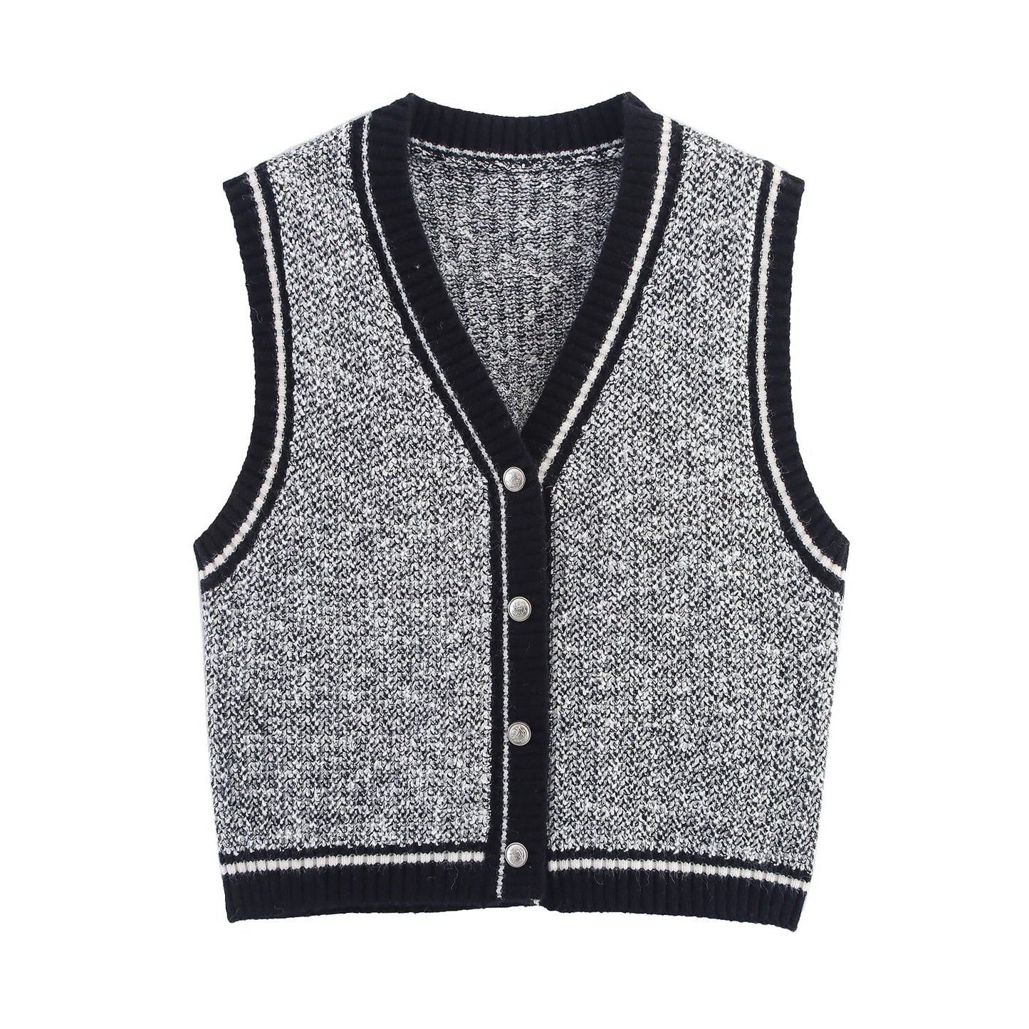 Women Clothing Autumn Classic Bandage Dress V Collar Contrast Color Sleeveless Waistcoat Vest