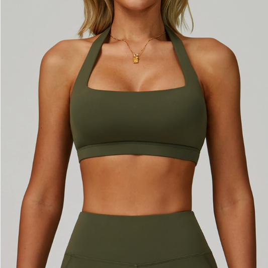 Sollinarry Summer Halter Cloud Sense Yoga Bra Hollow Out Cutout Beauty Back Yoga Clothes Running Fitness High Strength Sports Underwear