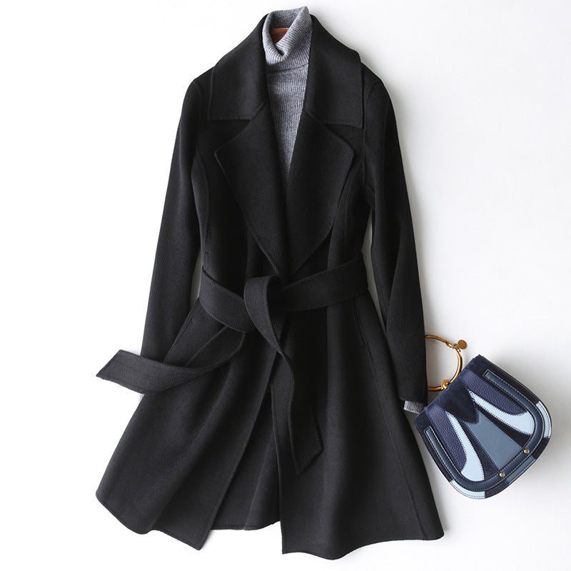 Double-Faced Woolen Goods Cashmere Overcoat Women Mid-Length Small Woolen Coat