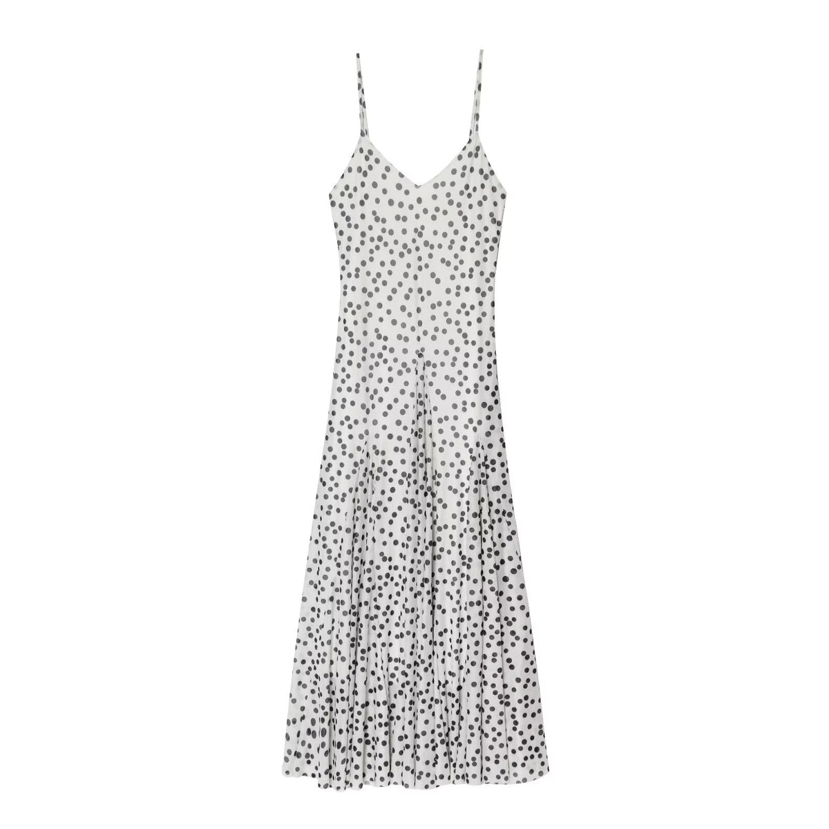 Women Clothing Fashionable Polka Dot Printed Long Sling Dress