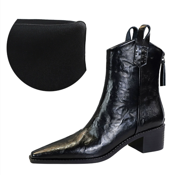 Retro Grip Pattern Winter Boots Women Boots Chunky Heel Pointed Toe Knight Boots Bootie