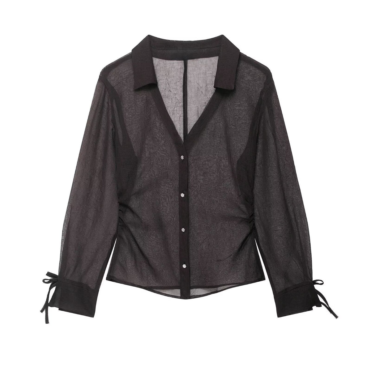 Summer Bowknot Decoration Translucent Shirt