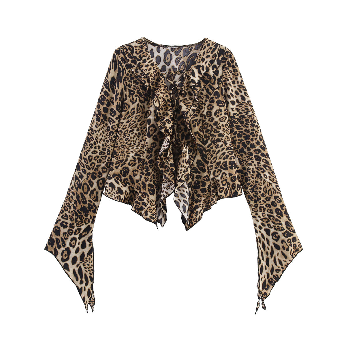 Elegant Women Clothing Leopard Print V neck Waist Tight Sexy Shirt Top