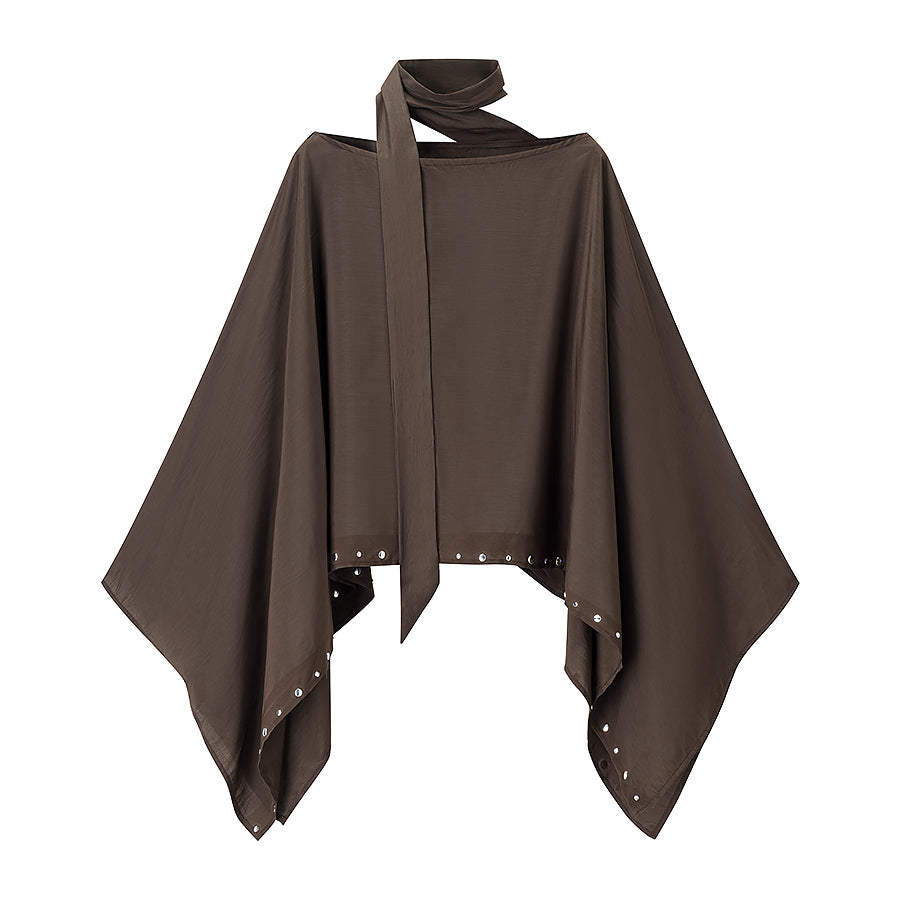 Women Clothing Vacation Fashionable Temperamental All Match Casual Rivet Cloak Top Shawl