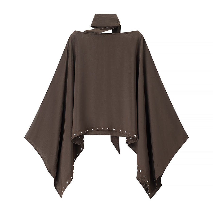 Women Clothing Vacation Fashionable Temperamental All Match Casual Rivet Cloak Top Shawl