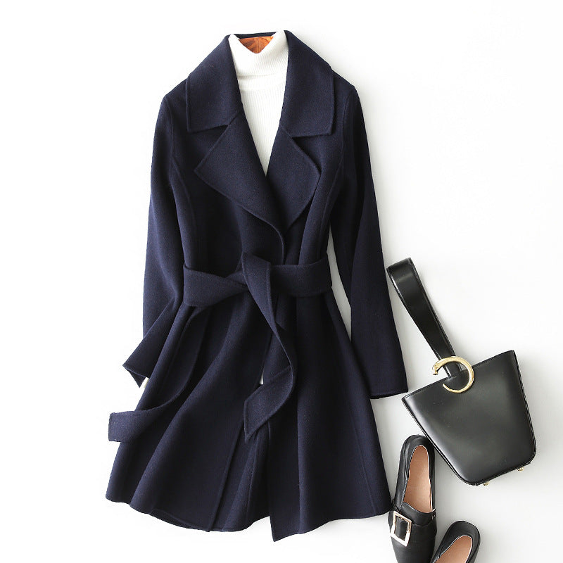Double-Faced Woolen Goods Cashmere Overcoat Women Mid-Length Small Woolen Coat