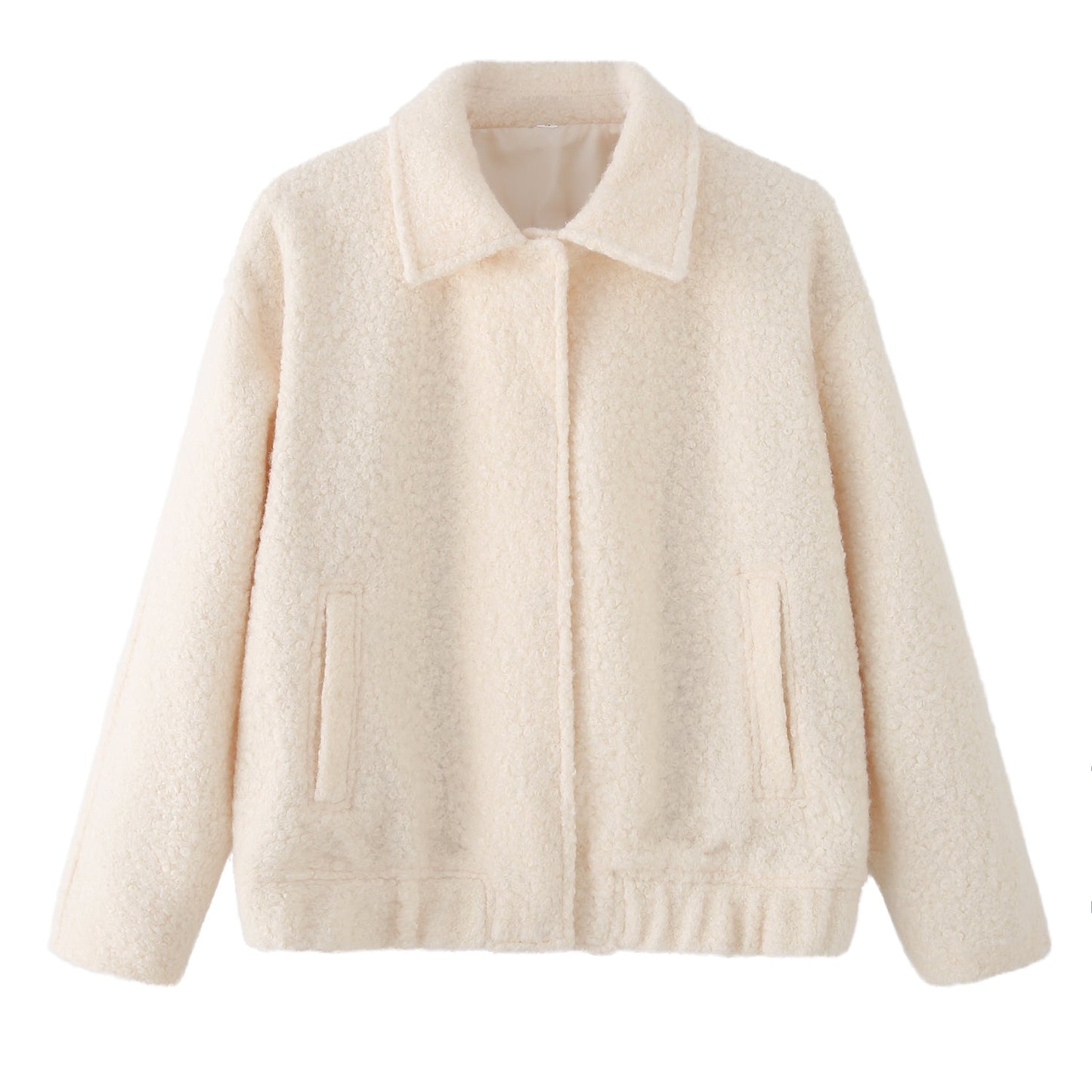 Women Clothing Two Color Long Sleeve Collared Coat Top