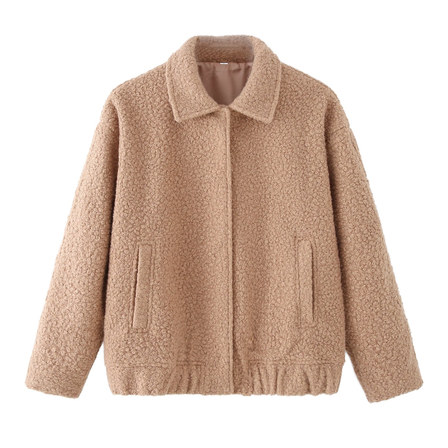 Women Clothing Two Color Long Sleeve Collared Coat Top