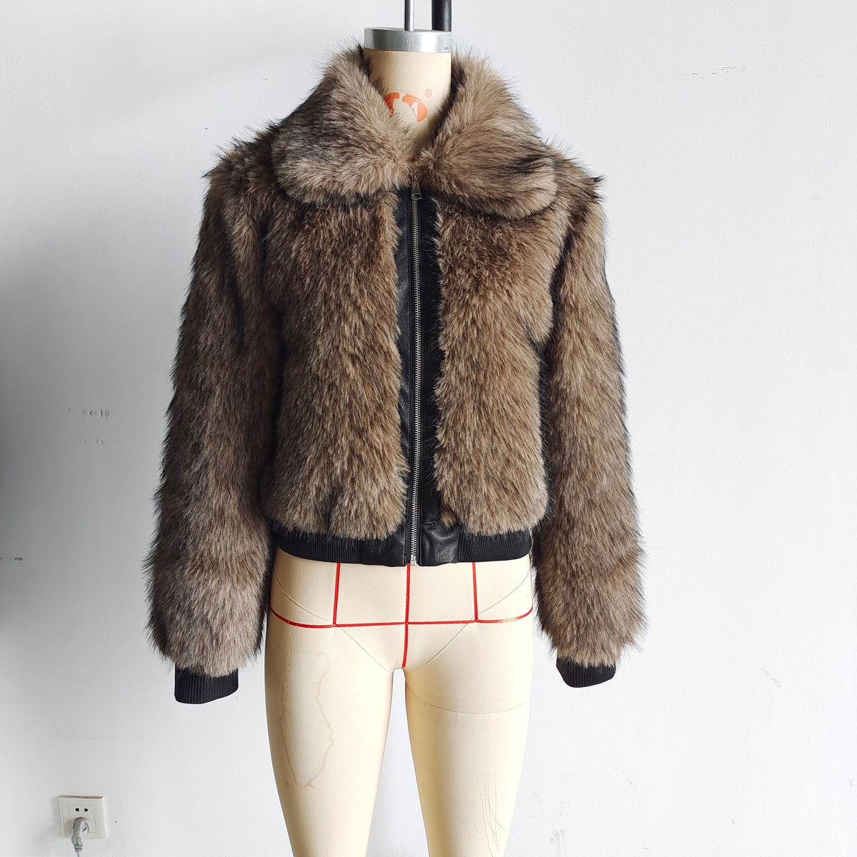 Autumn Winter Personality Street All Match Contrast Color Faux Shearling Jacket Jacket Coat Women