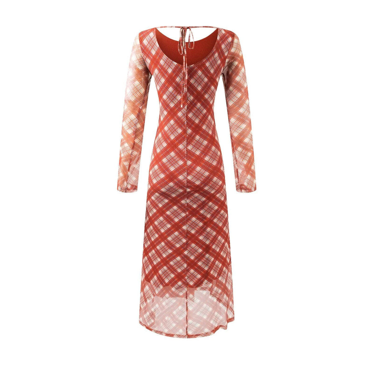 Casual Waist Controlled Sexy Backless Lace up Plaid Dress Women