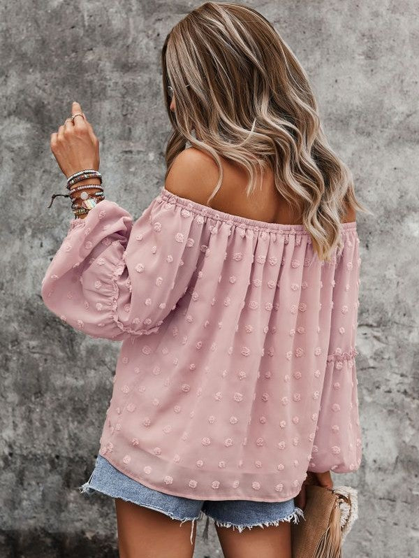 Off shoulder dotted top
