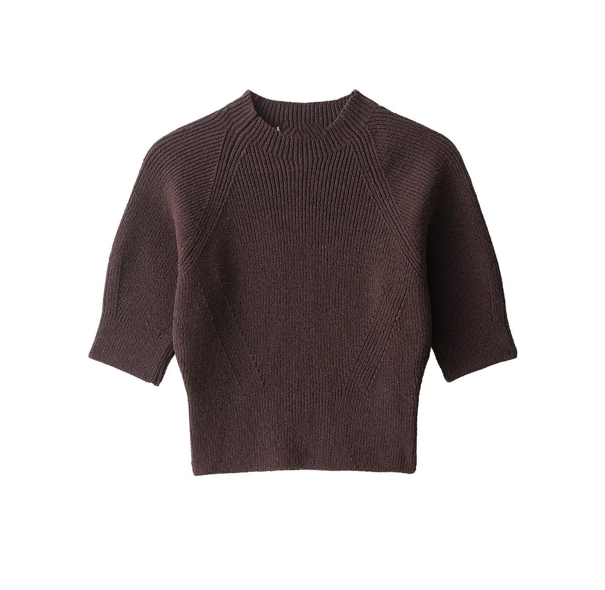 Elegant Women Clothing Short Sleeve Rib Sweater
