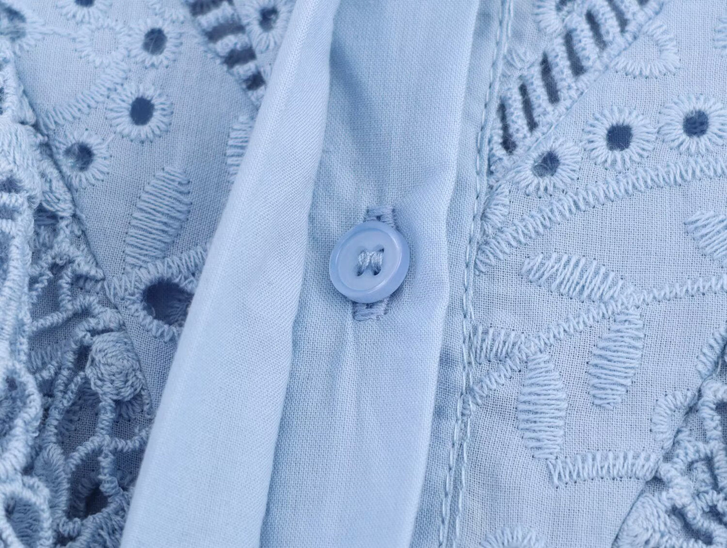 Women Clothing Autumn Hollowed out Embroidered Shirt
