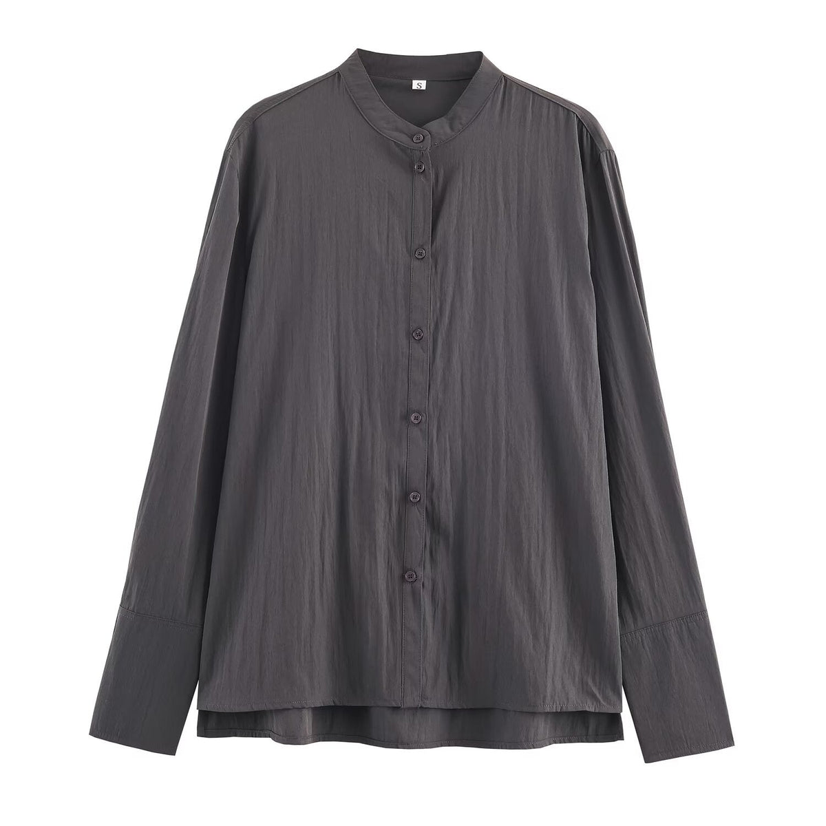 Women Clothing Loose Casual Long Sleeves Stand Collar Shirt