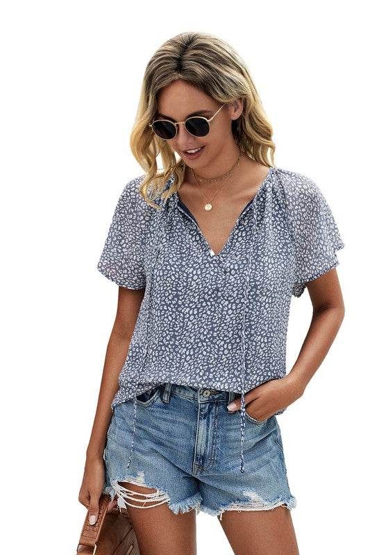 Front Tie Top V-Neck