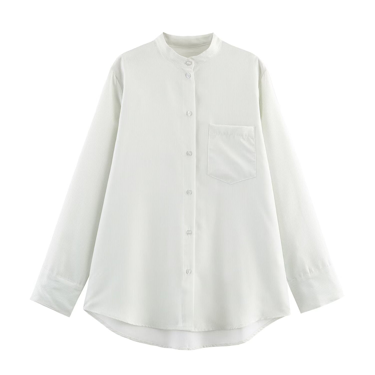 Women Clothing Fall Fashionable All Match Striped Pleated Effect Shirt