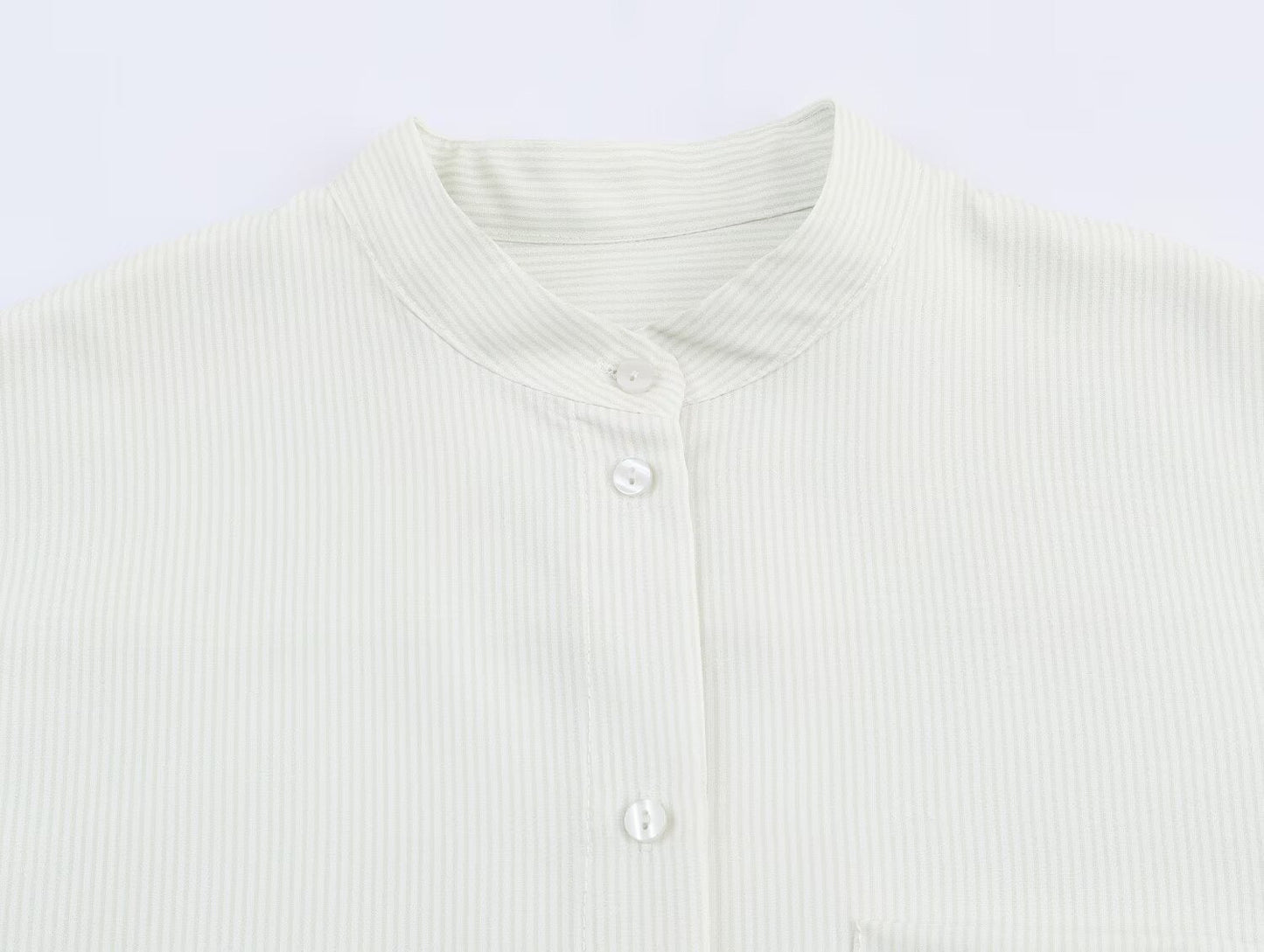Women Clothing Fall Fashionable All Match Striped Pleated Effect Shirt
