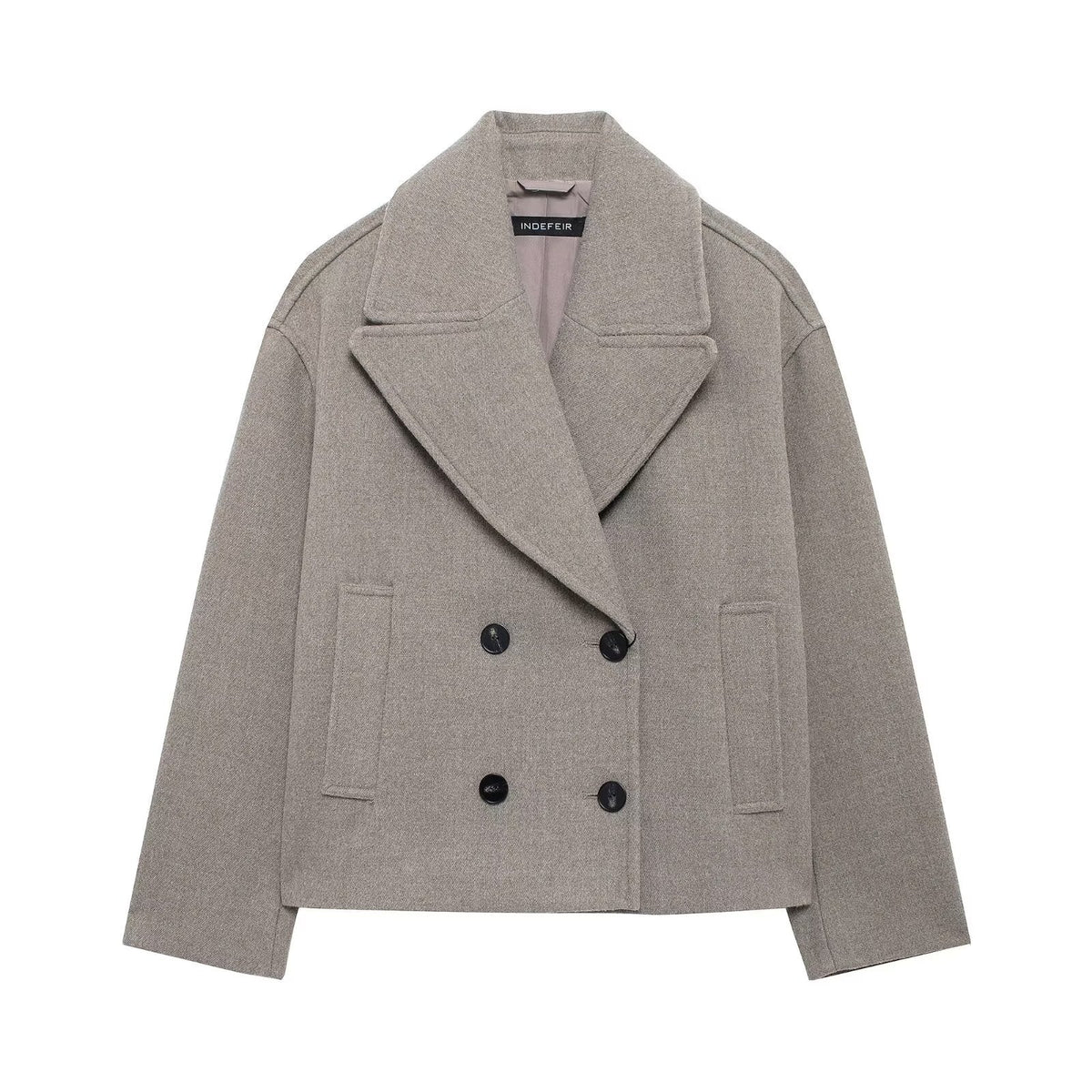 Autumn Double Breasted Blended Double Row Ornament Short Coat