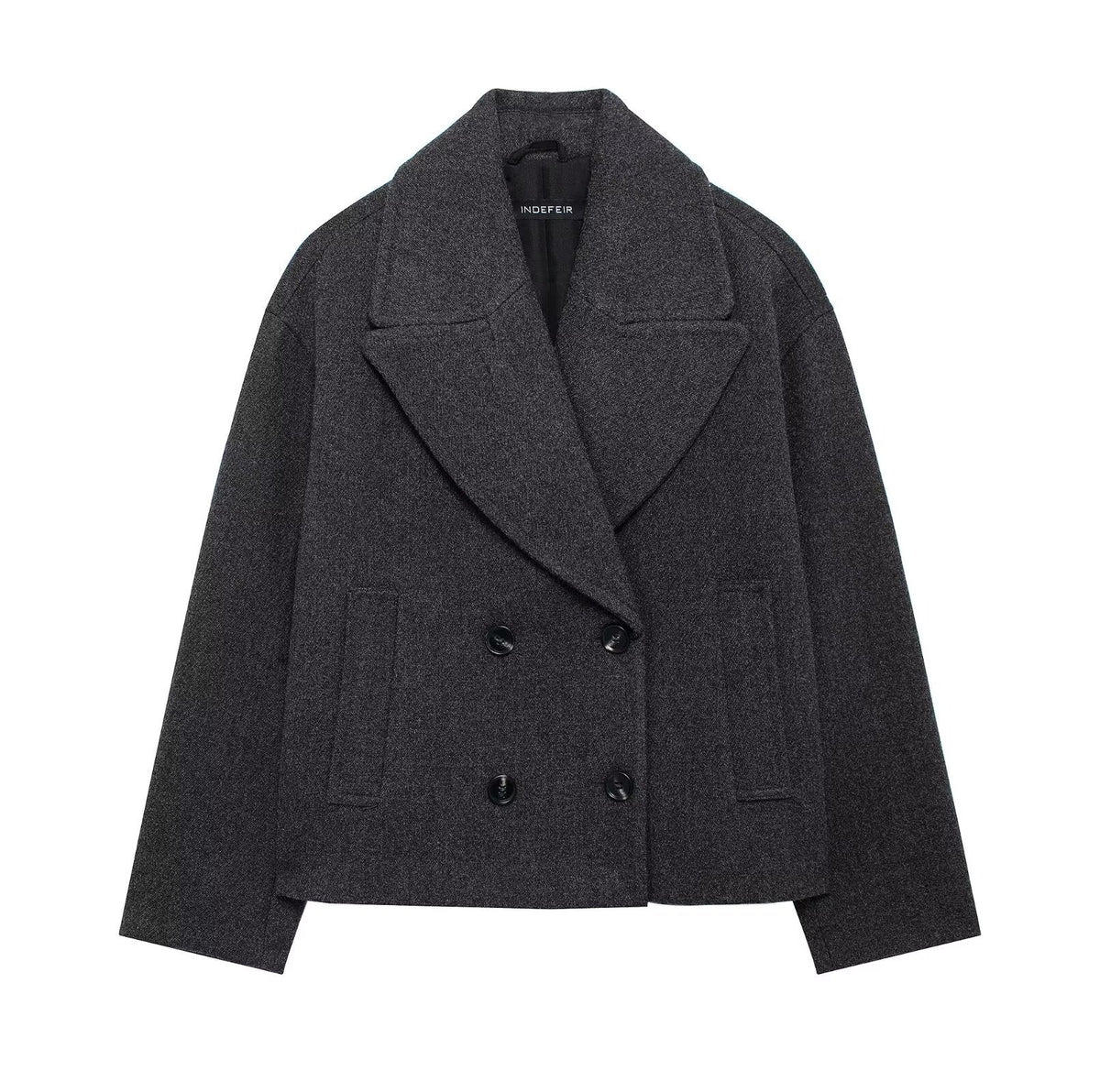 Autumn Double Breasted Blended Double Row Ornament Short Coat