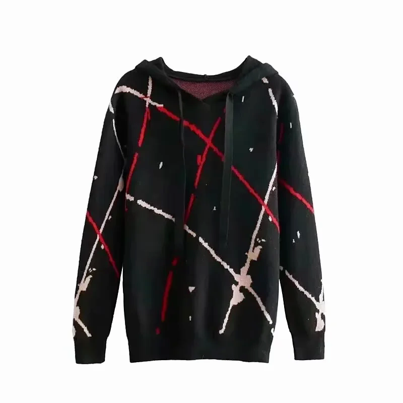 Women Clothing Autumn Elegant Decent Hooded Core Spun Yarn Pullover Sweater