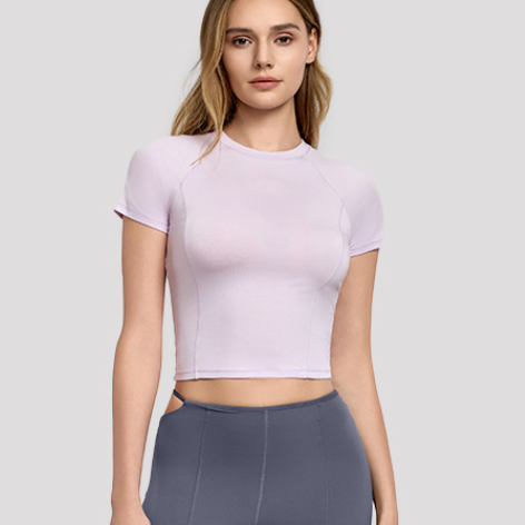 Short Workout Top Women Waist Slimming Sports Short Sleeved T shirt Casual All Matching Breathable Yoga Clothes Outer Wear